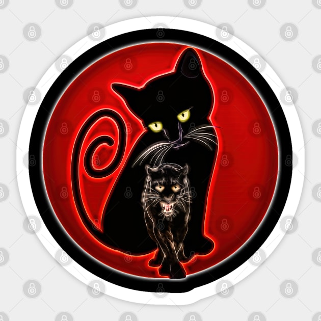 Small big black cat Sticker by UMF - Fwo Faces Frog